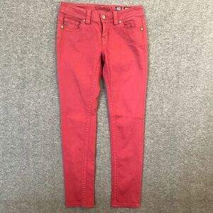 Miss Me Ruby Red Cowgirl DENIM Stretch MId Rise Skinny Jeans Pants Size 26 29x29